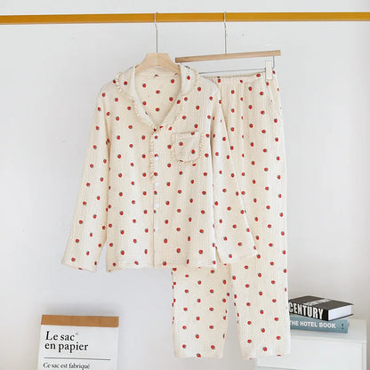 Strawberry Print Cotton Pjs