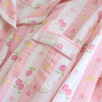Pink & White Striped Coquette Pjs