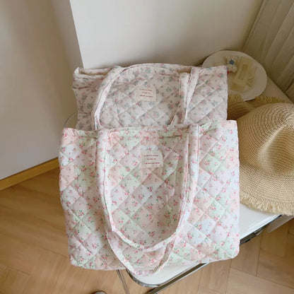 Pink Patchwork Quilted Tote Bag