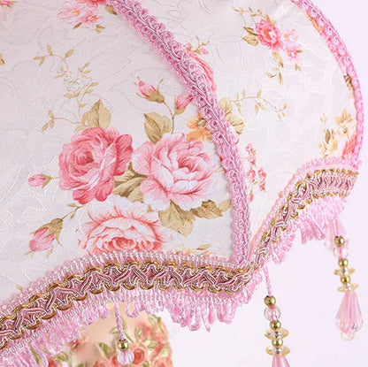 Rococo Pink Floral Tassel Lamp