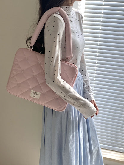 Pink Bow Quilted Laptop Bag