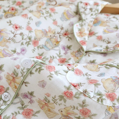 Cotton Floral & Bunny Print Pyjamas Set