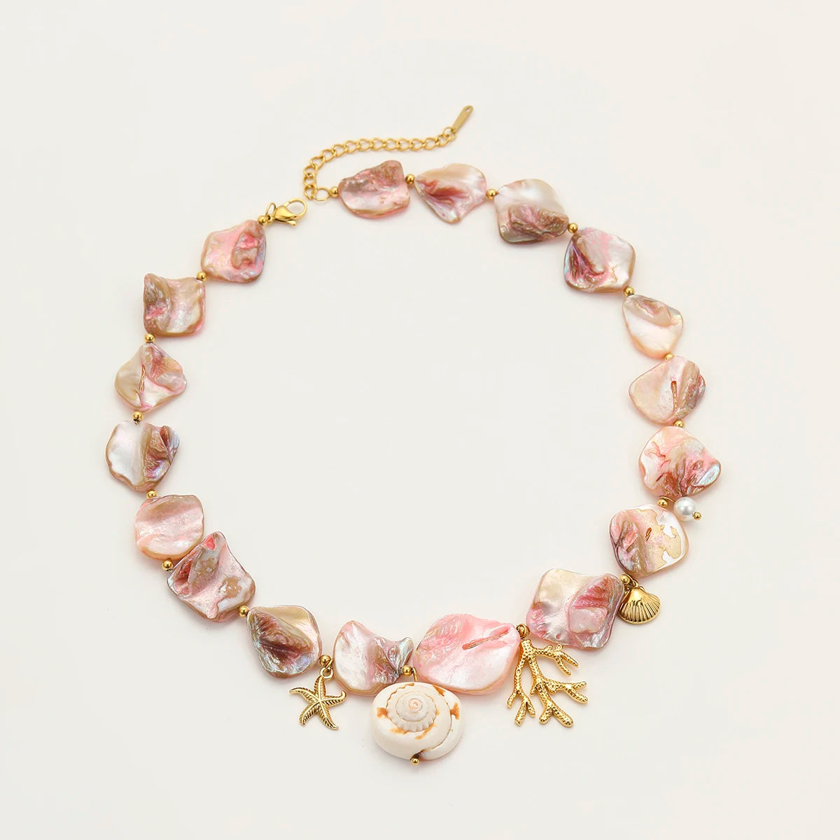 Pink & Gold Conch Shell Necklace Set