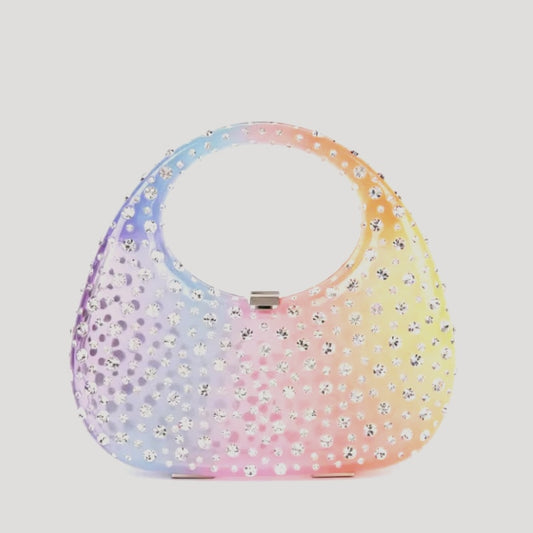 Diamanté Mini Acrylic Handbag - Rainbow/Blue