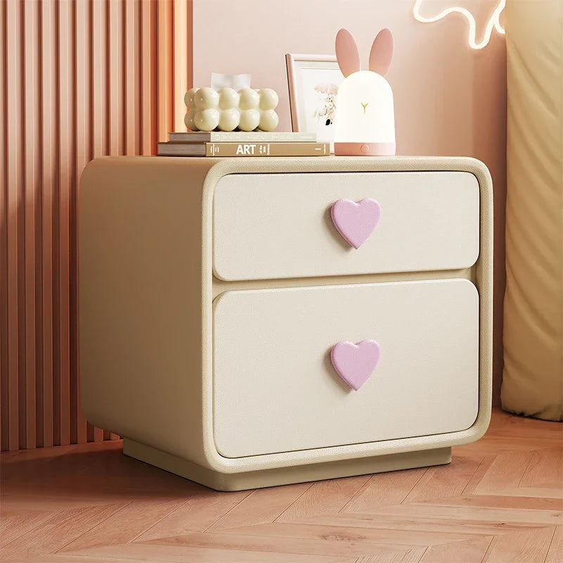 Pink Heart Bedside Table Creative Femininity