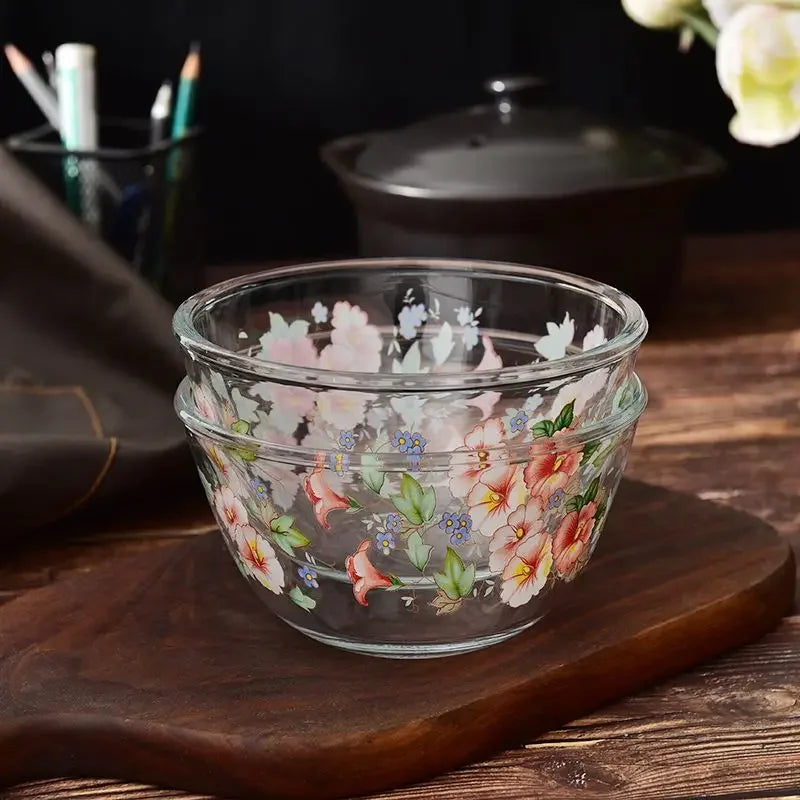 Decorative Glass Floral Bowl