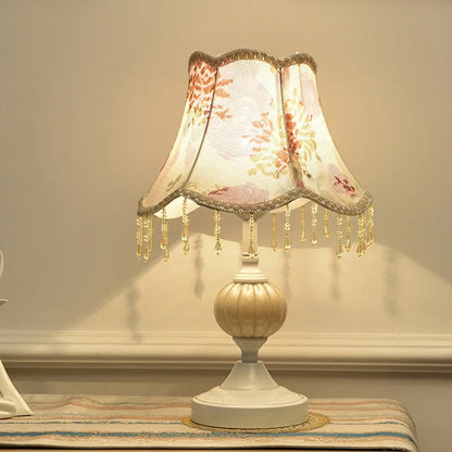 Vintage Floral Glass Tassel Lamp