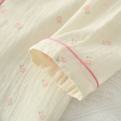 Cream & Pink Floral Cotton Pjs