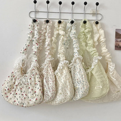 Broderie Lace Ruffle Shoulder Bag