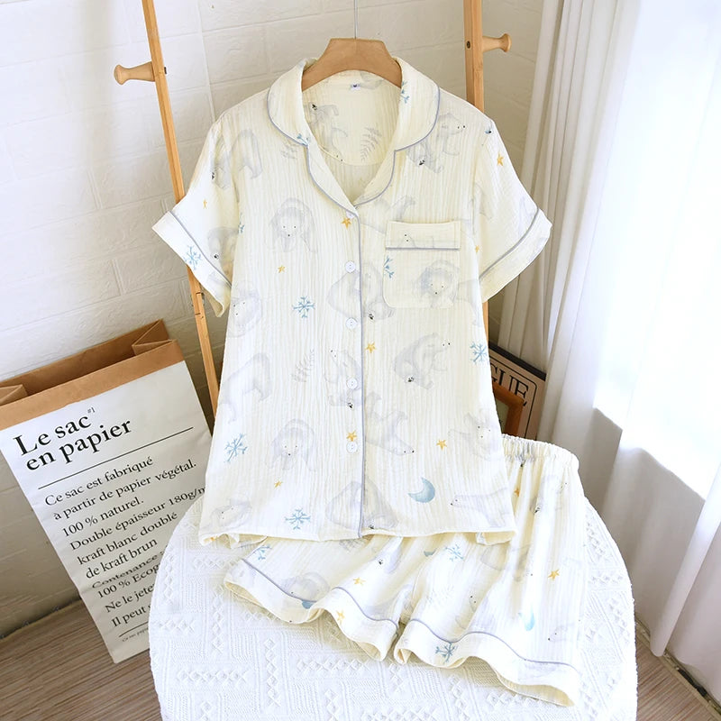 Blue & Pink Floral Pyjama Short Set