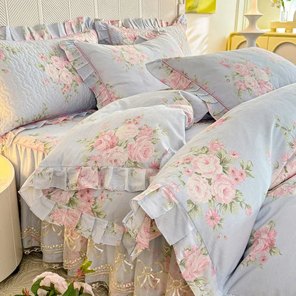 Romantic Floral Ruffle Duvet Cover
