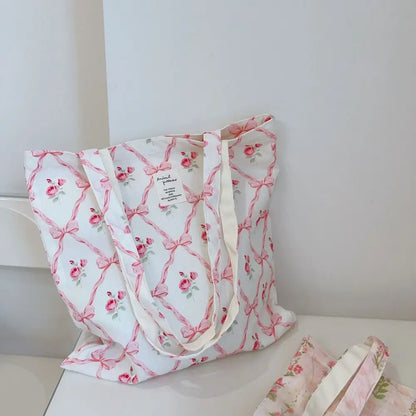 Pink Floral Vintage Tote Bags