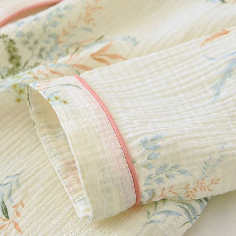 Cream Cotton Pjs With Pink Trim