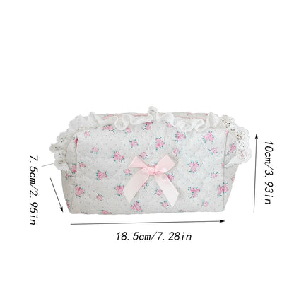 Pink Floral Lace Small Makeup Bag