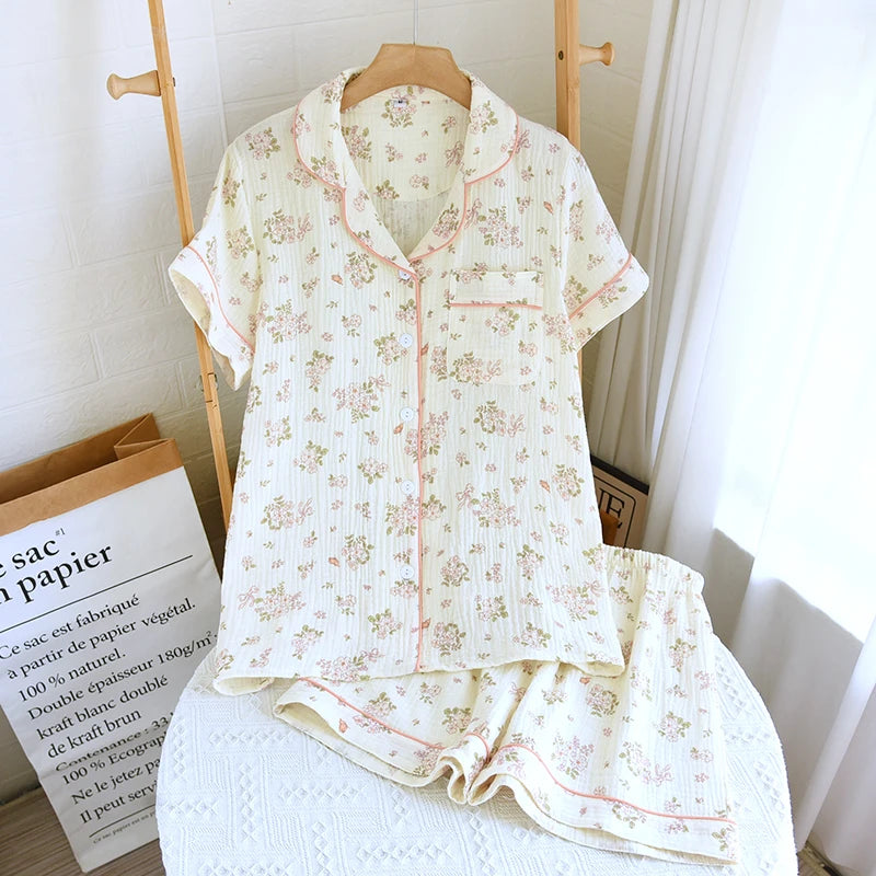 Blue & Pink Floral Pyjama Short Set