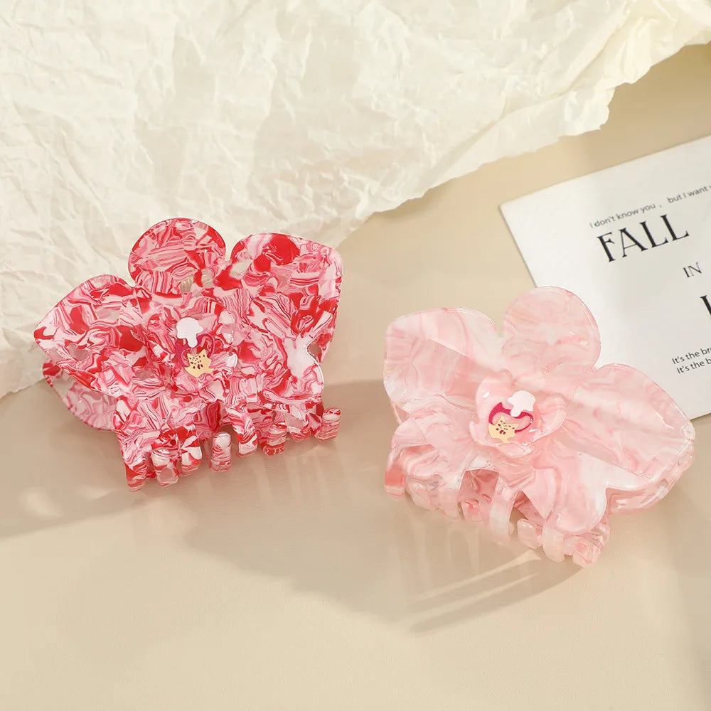 Pink Orchid Hair Claw Clip 