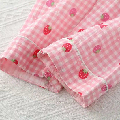 Pink Strawberry Gingham Pyjama Set