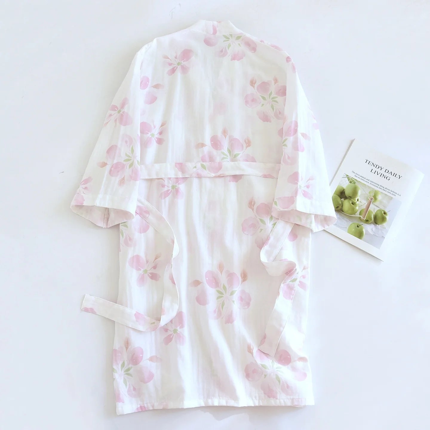 Pink & White Floral Kimono Dressing Gown Creative Femininity