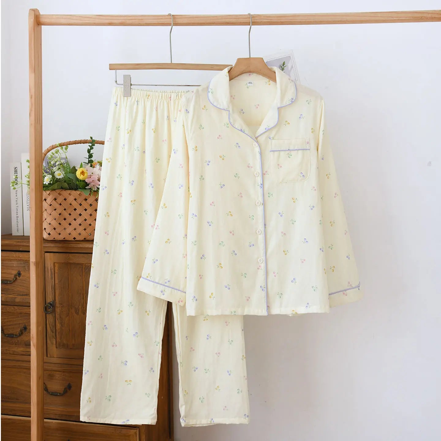 Buttercup Cherry Pjs With Blue Pipping 