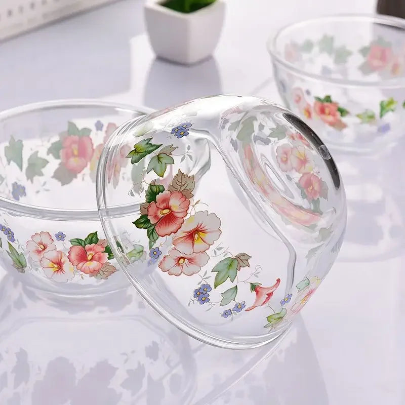 Decorative Glass Floral Bowl