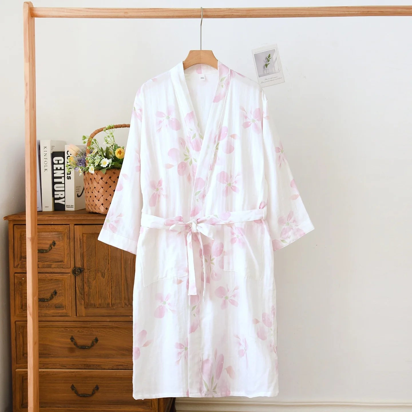 Pink & White Floral Kimono Dressing Gown Creative Femininity