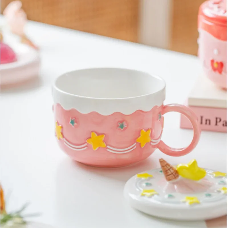Candy Cake Ceramic Mug With Lid