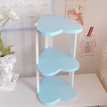 Shabby Chic Love Heart Shelf - Pink/White/Blue