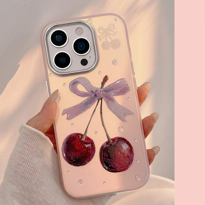Sparkly Cherry Bow iPhone Case