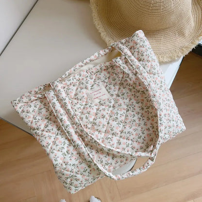 Pink Patchwork Quilted Tote Bag