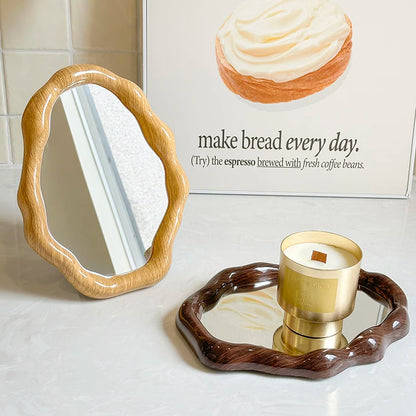Irregular Wooden Vanity Mirror