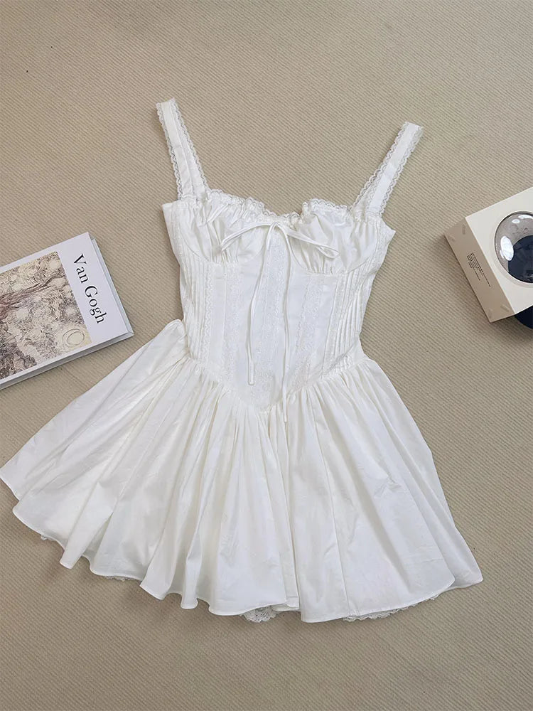 white corset lace milkmaid dress 