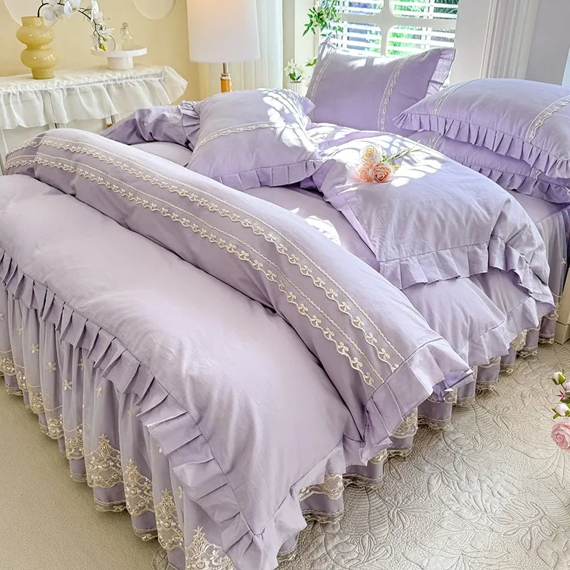 Romantic Floral Ruffle Duvet Cover