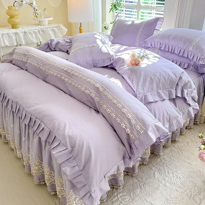 Romantic Floral Ruffle Duvet Cover