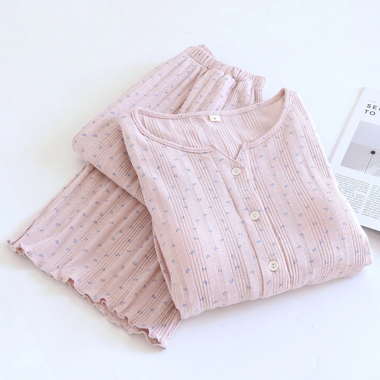 Women Pajamas with padded cups Spring summer Sleepwear Female 2 Piece Set Nightwear floral print Lady Pyjamas Loungewear Creative Femininity