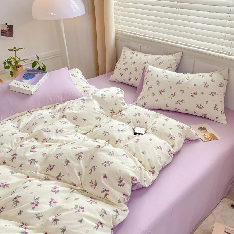 Romantic Purple Floral Bedding Set