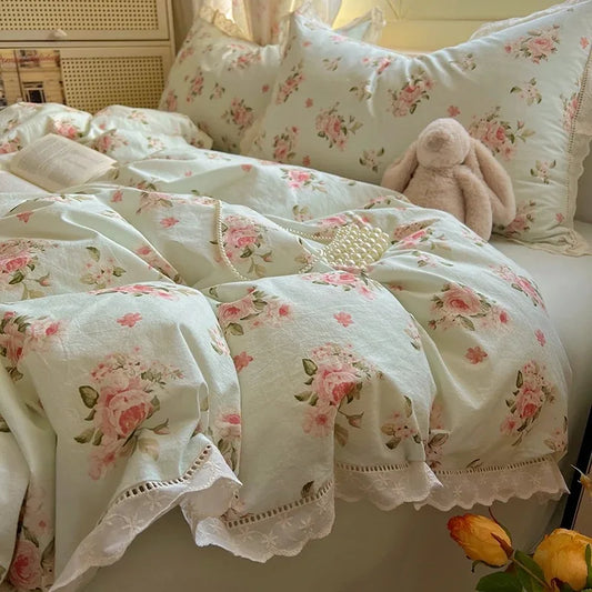 Green floral bedding set 