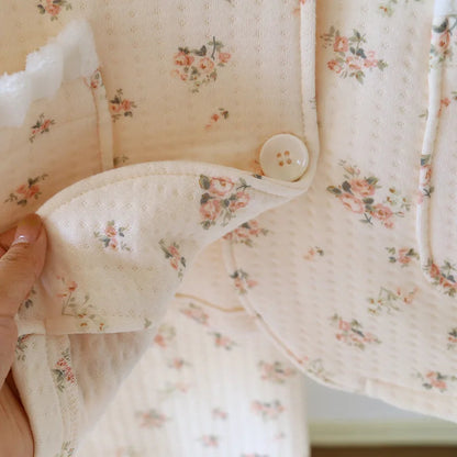 Pink & Cream Floral Lace Collar Pyjamas Creative Femininity