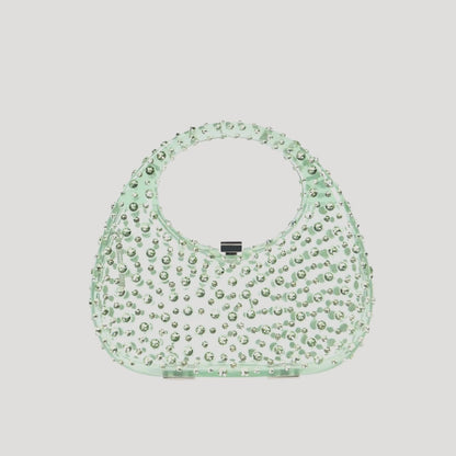mini acrylic handbag with diamonds 