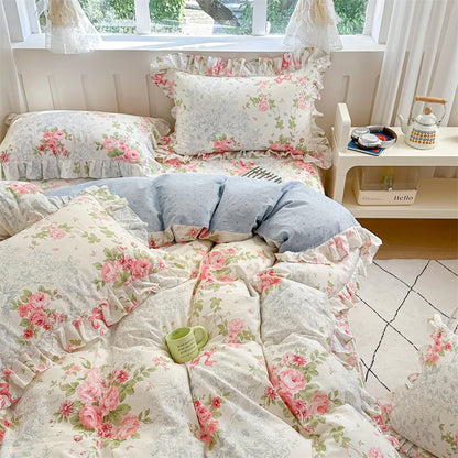 Vintage Rose Ruffle Duvet Set
