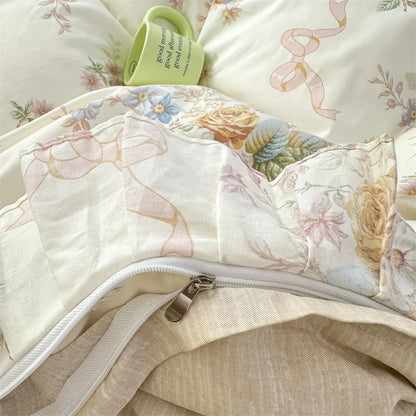 Vintage Floral Frilly Bedding Set