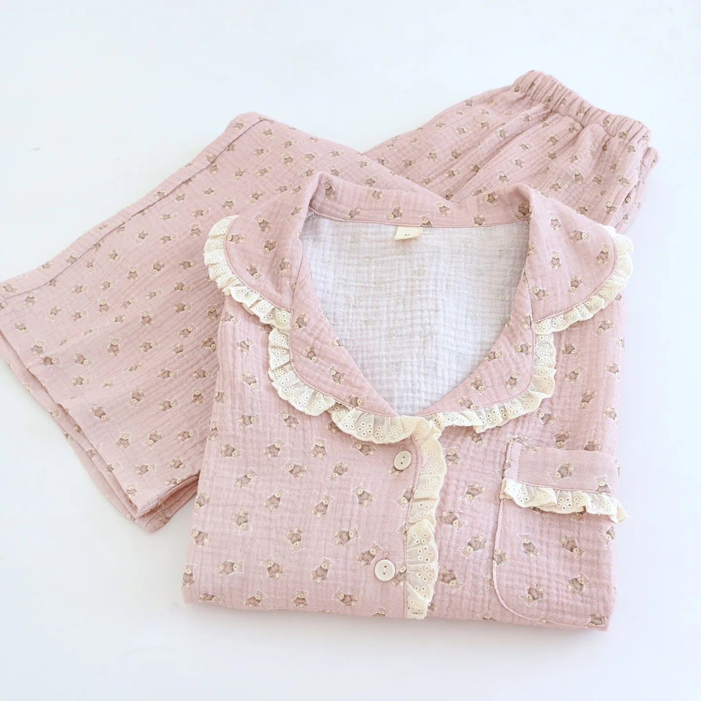 Romantic Floral Lace Pyjama Set Creative Femininity