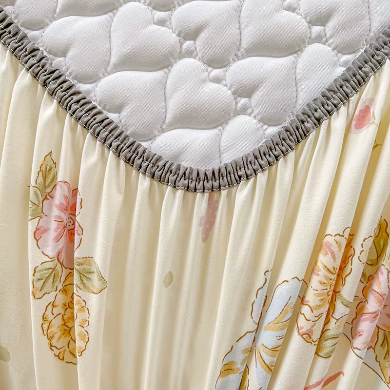 Floral Quilted Ruffle Bedding Set