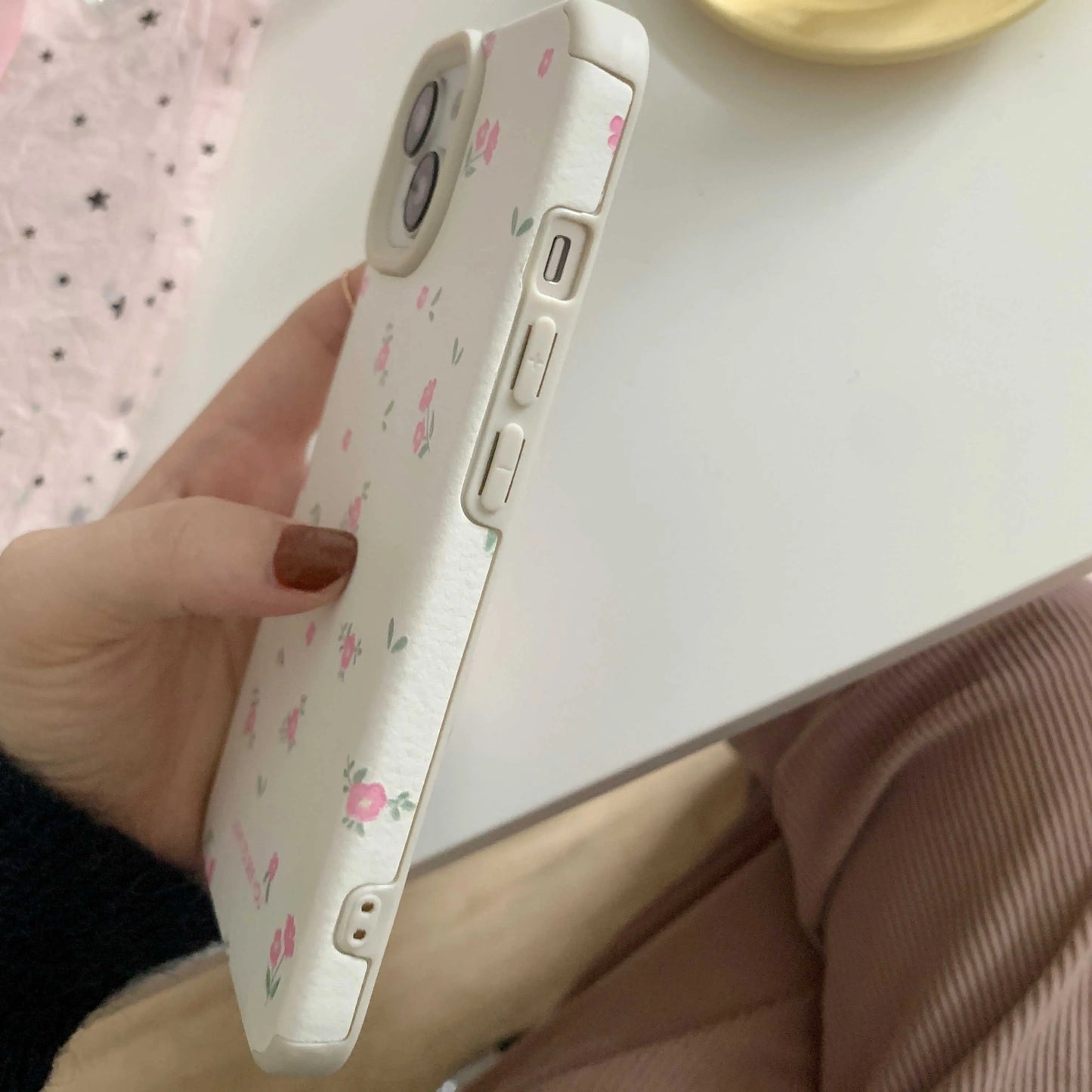 White iPhone Case With Pink Flowers