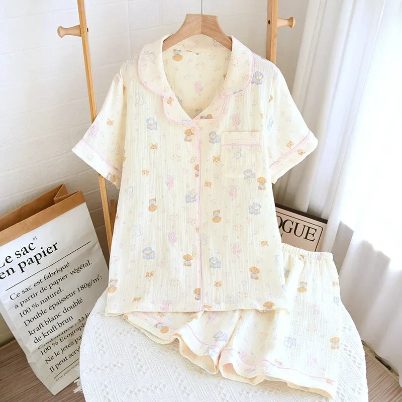 Pastel Bunny & Bow Pyjama Short Set