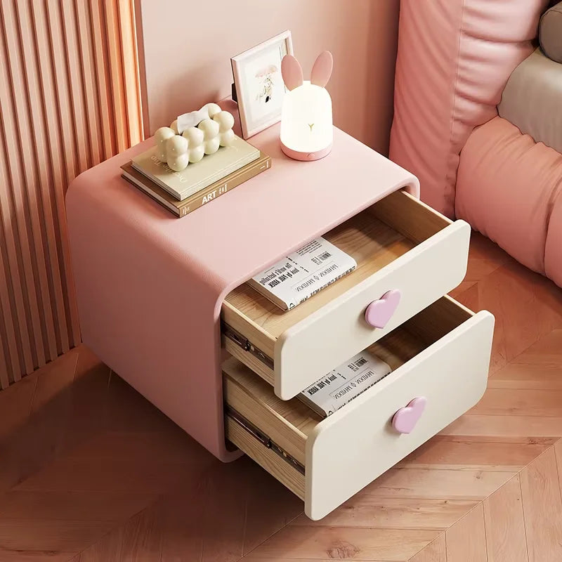 Pink Heart Bedside Table Creative Femininity