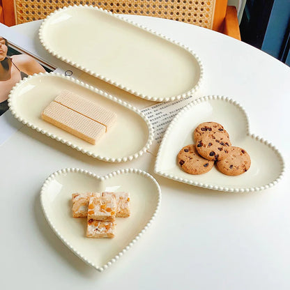 Cream Heart Shape Ceramic Plates