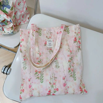 Pink Floral Vintage Tote Bags
