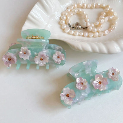 Ice Blue Flower Acetate Hair Claw Clip Hair Accessories for Women Girls Creative Femininity