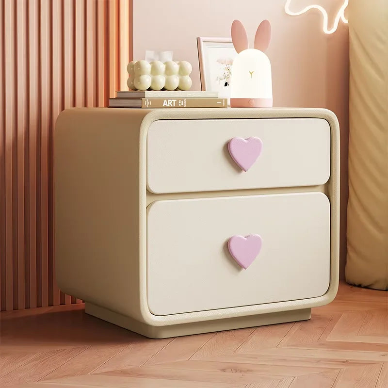 Pink Heart Bedside Table Creative Femininity