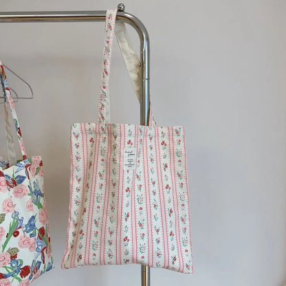 Pink Floral Vintage Tote Bags